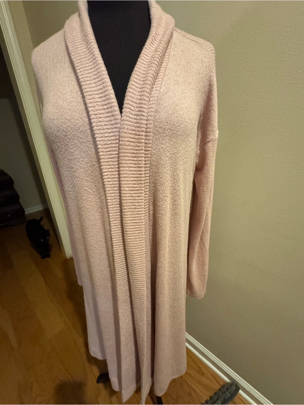 Women's Blush Turtleneck Long Cardigan Sweater COA Made in California brand